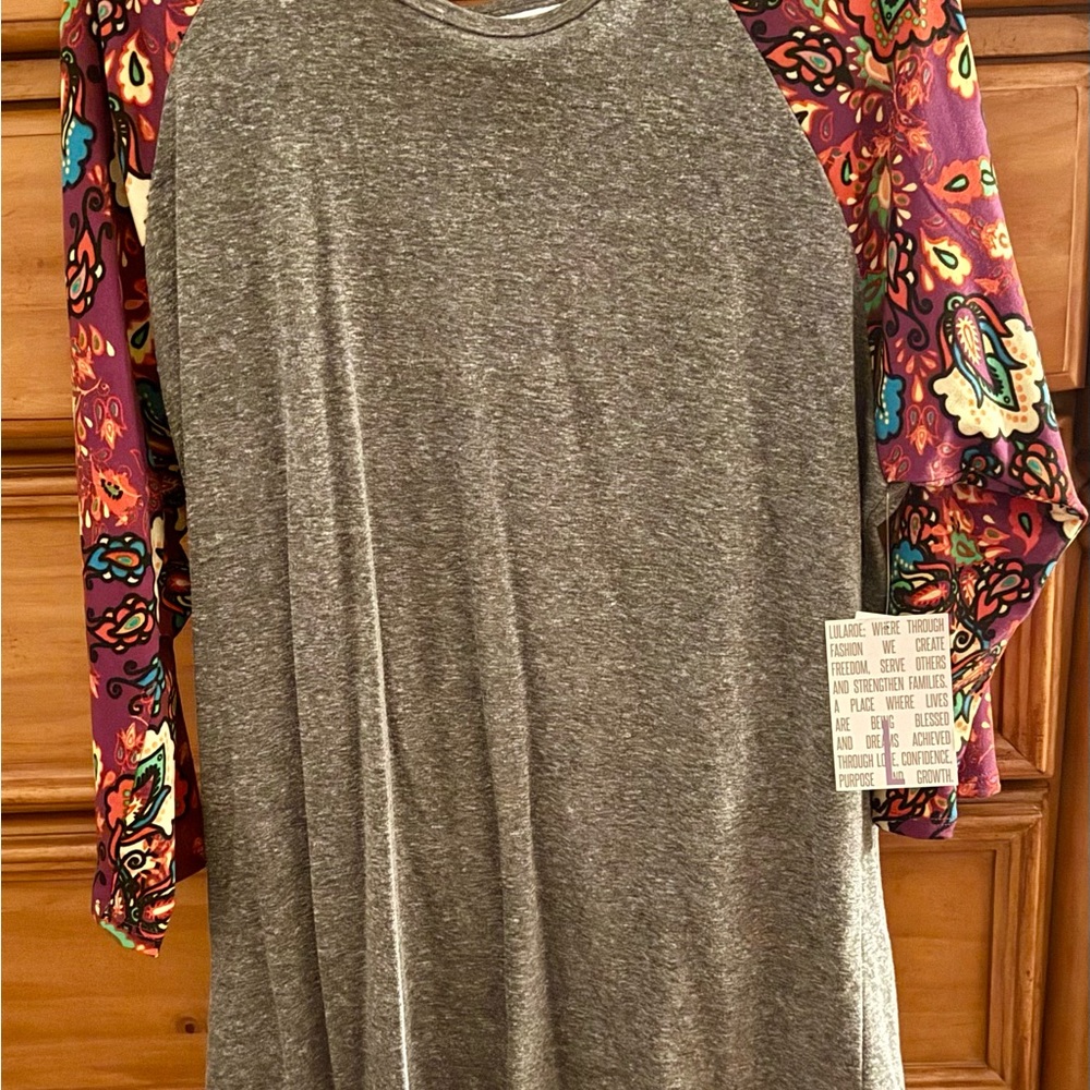 Gray Raglan Shirt with Colorful Sleeves
